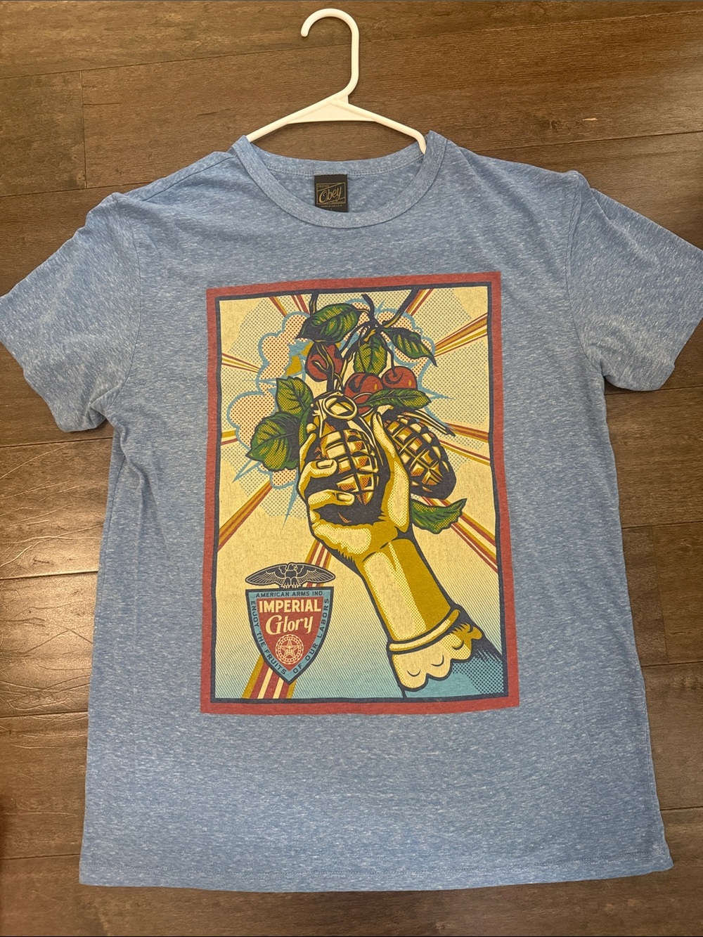 Obey Imperial Glory Graphic Tee - Blue men’s large cherry grenade